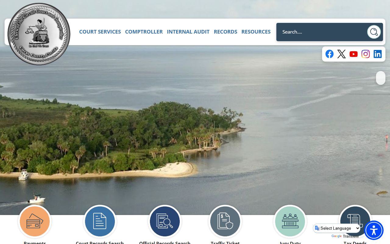 Citrus County Clerk homepage for court docket records