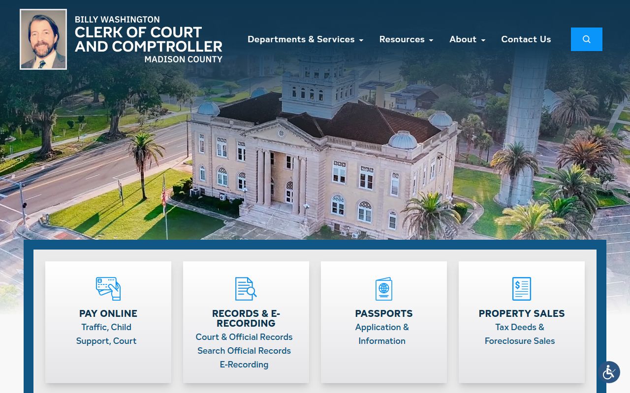 Madison County Clerk of Court homepage for court docket records