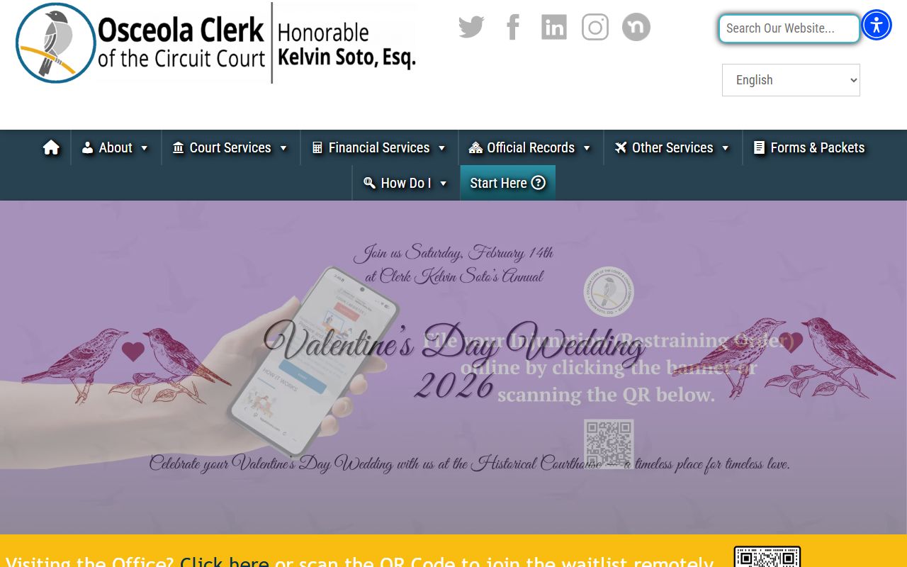 Osceola County Clerk homepage for court docket records