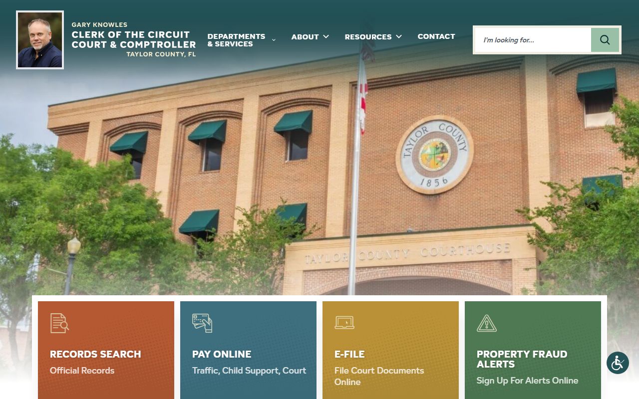 Taylor County Clerk homepage for court docket records