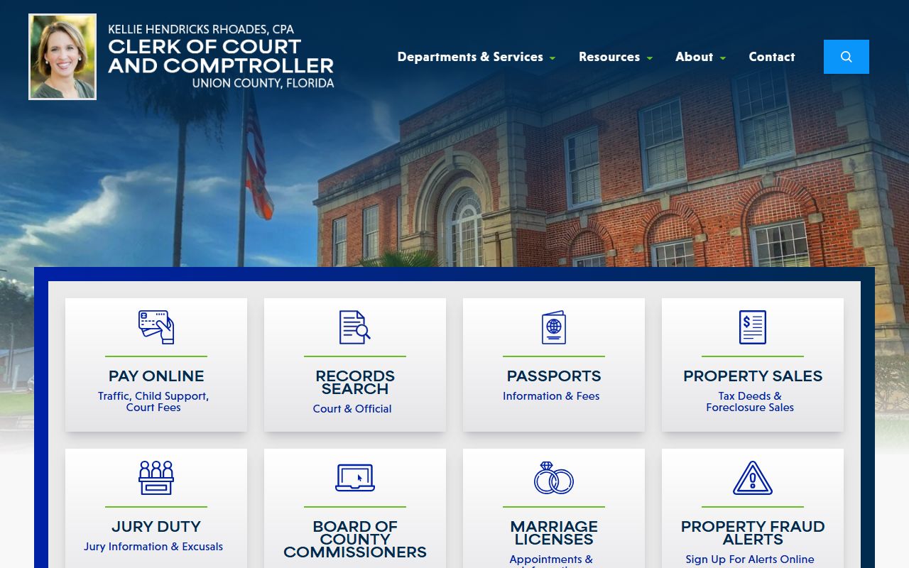 Union County Clerk homepage for court docket records