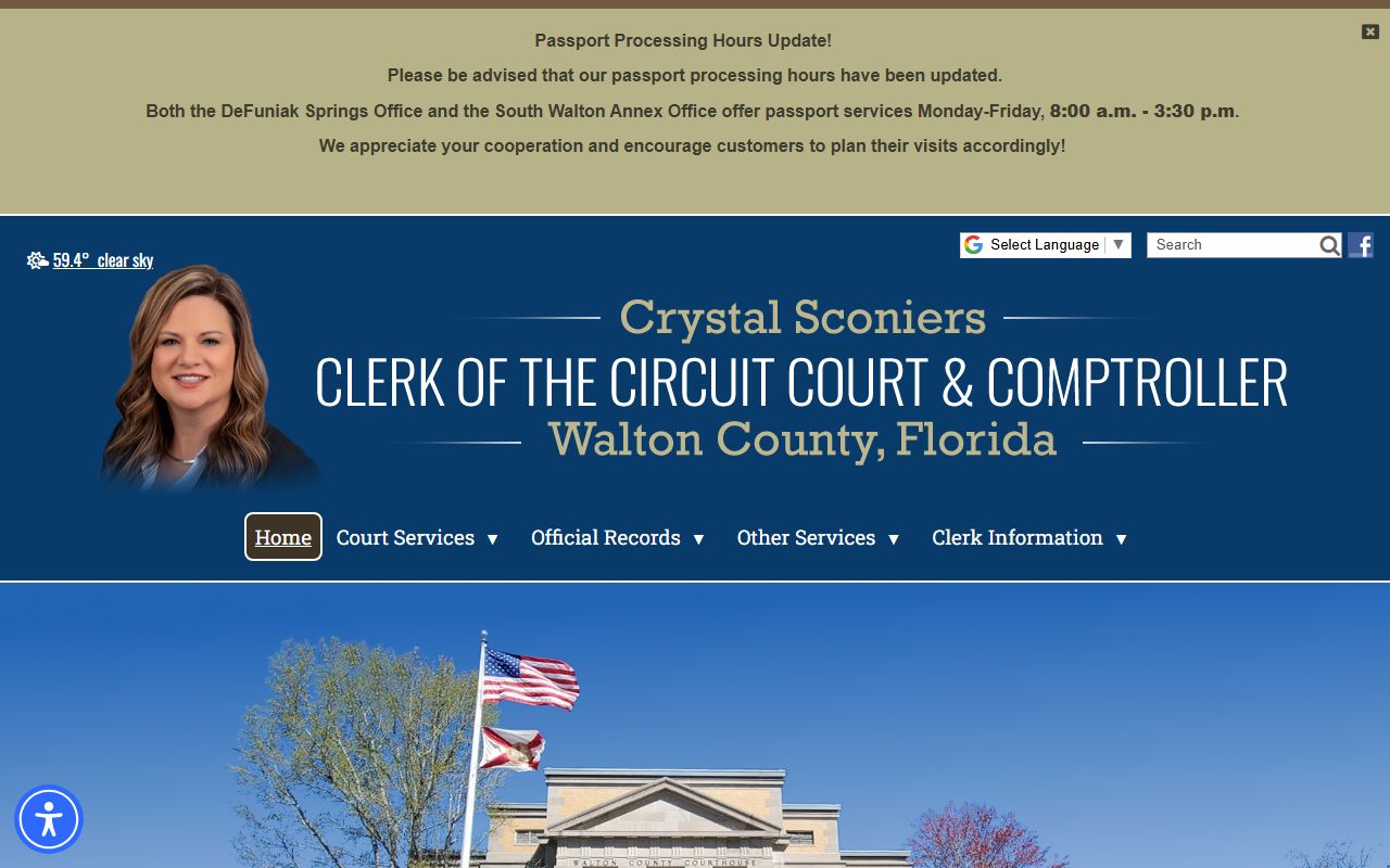 Walton County Clerk homepage for court docket records