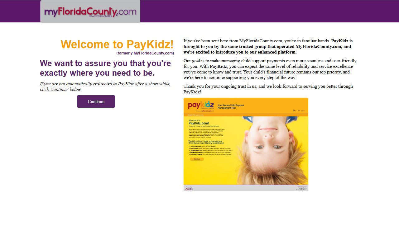 Florida child support portal for court docket case tracking