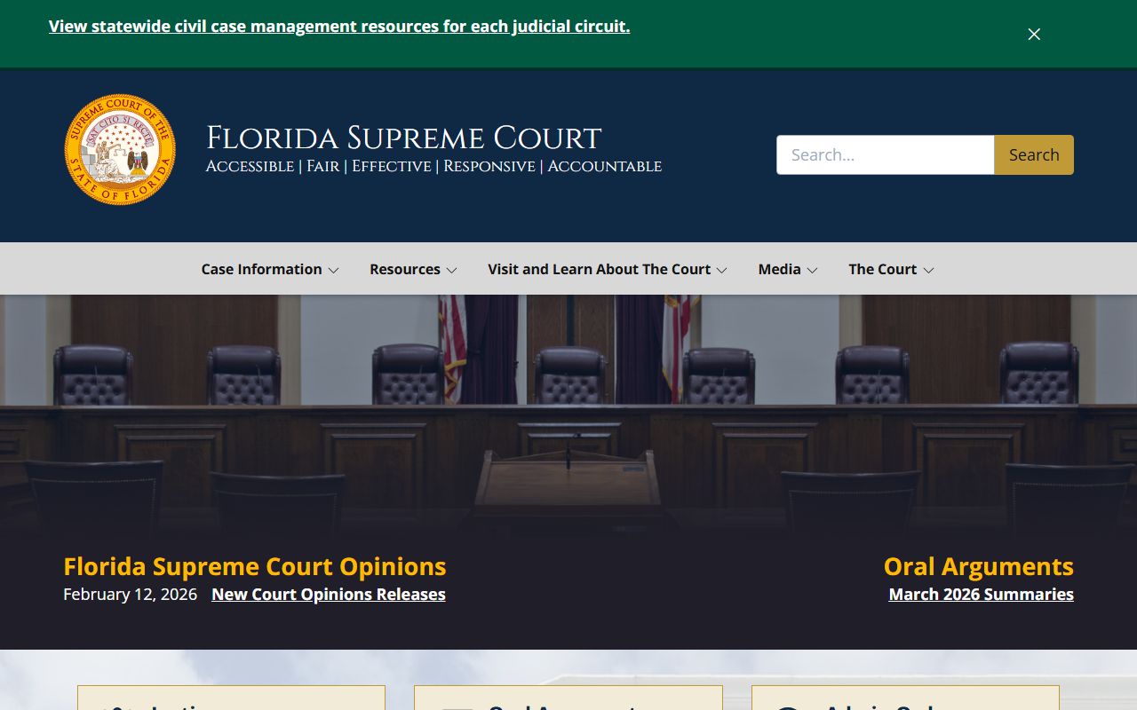 Florida Supreme Court website for court docket access rules